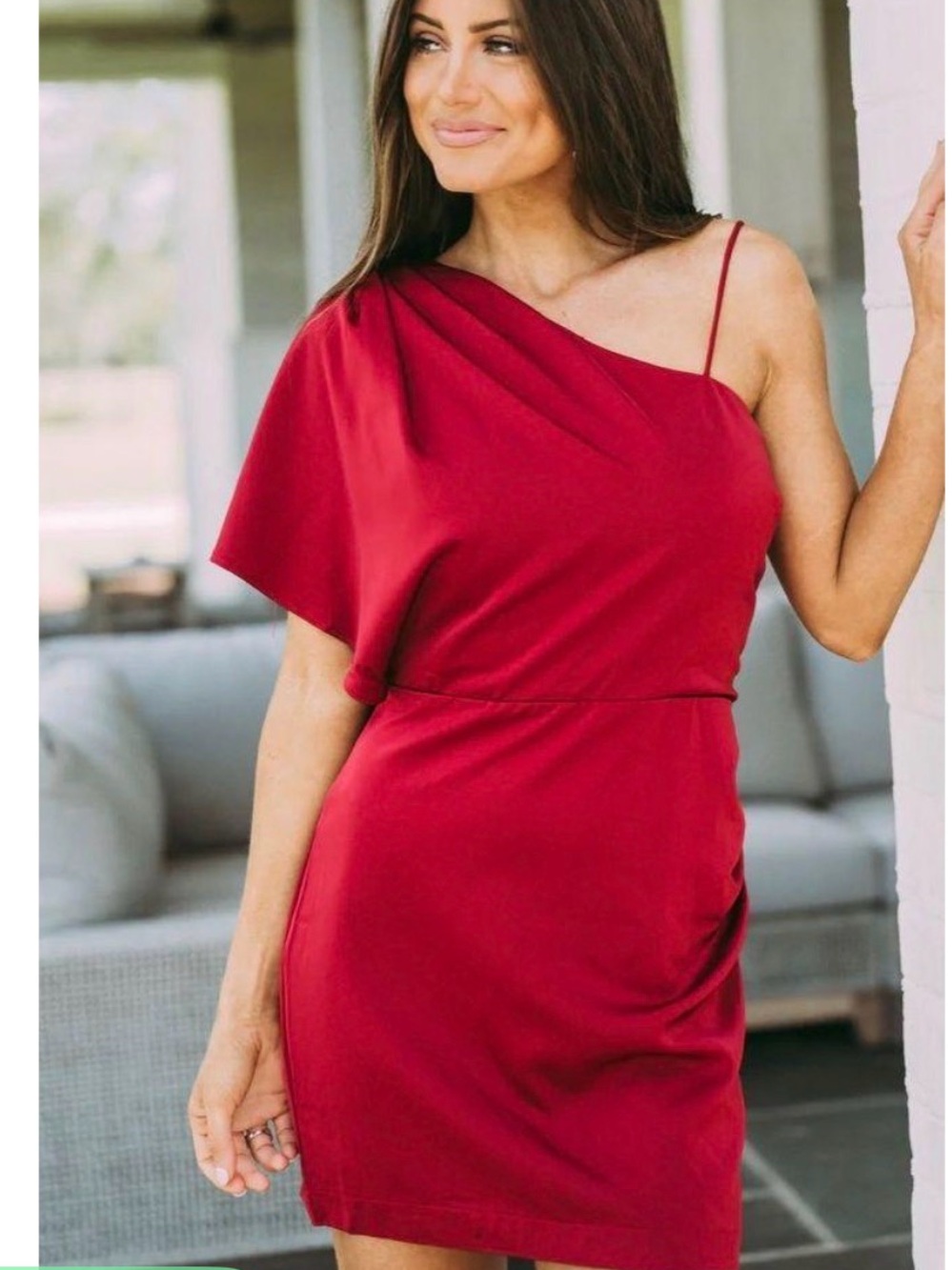One-Shoulder Red Cocktail Dress